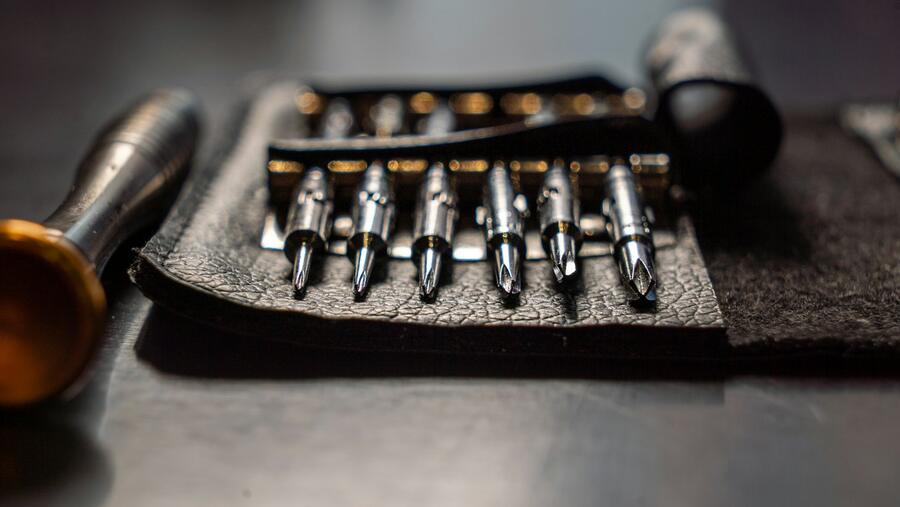 Set of sockets and tools in a case